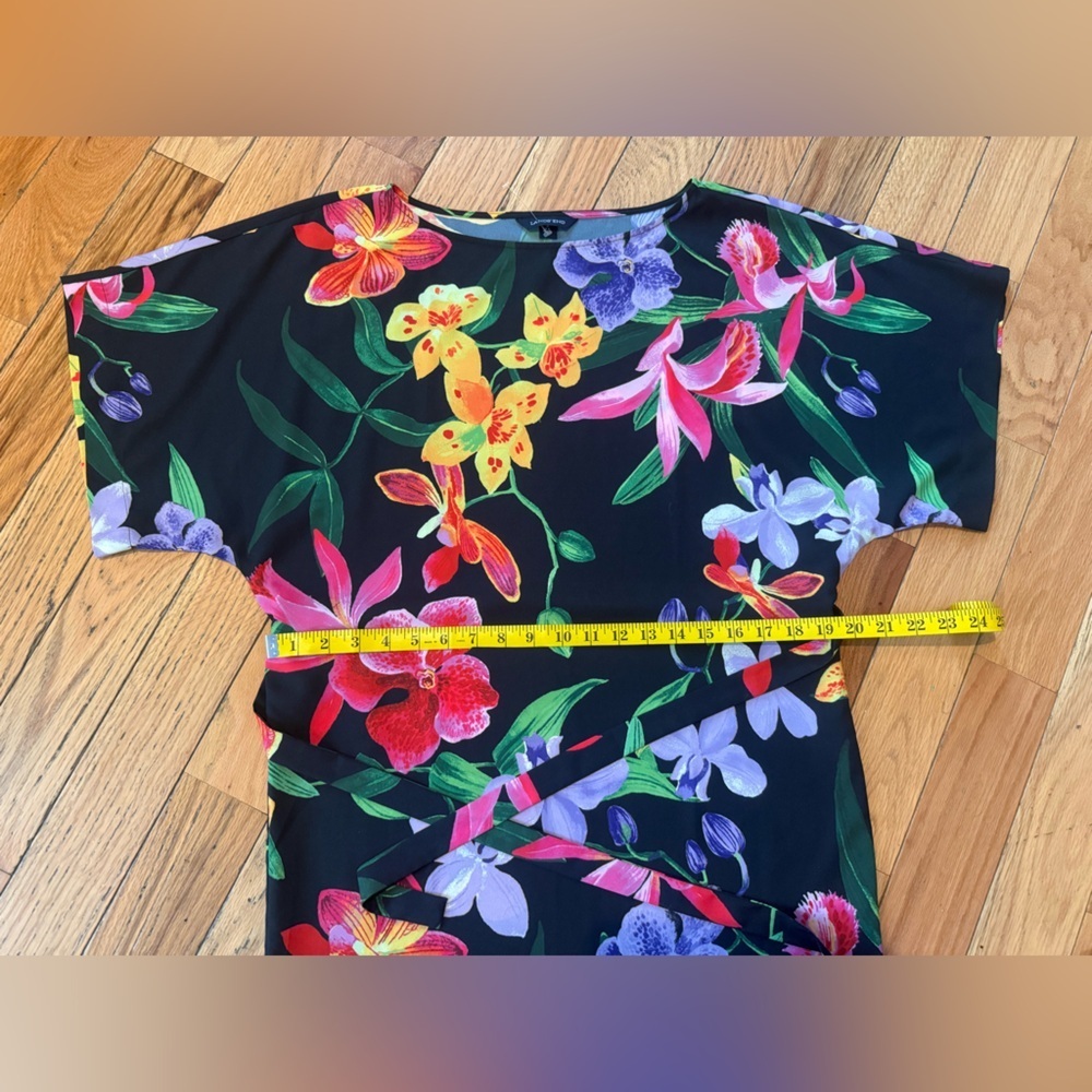 Lands’ End Black Multicolored Floral Dress Short Sleeve Womens Size S (6-8) NWOT - Picture 11 of 14